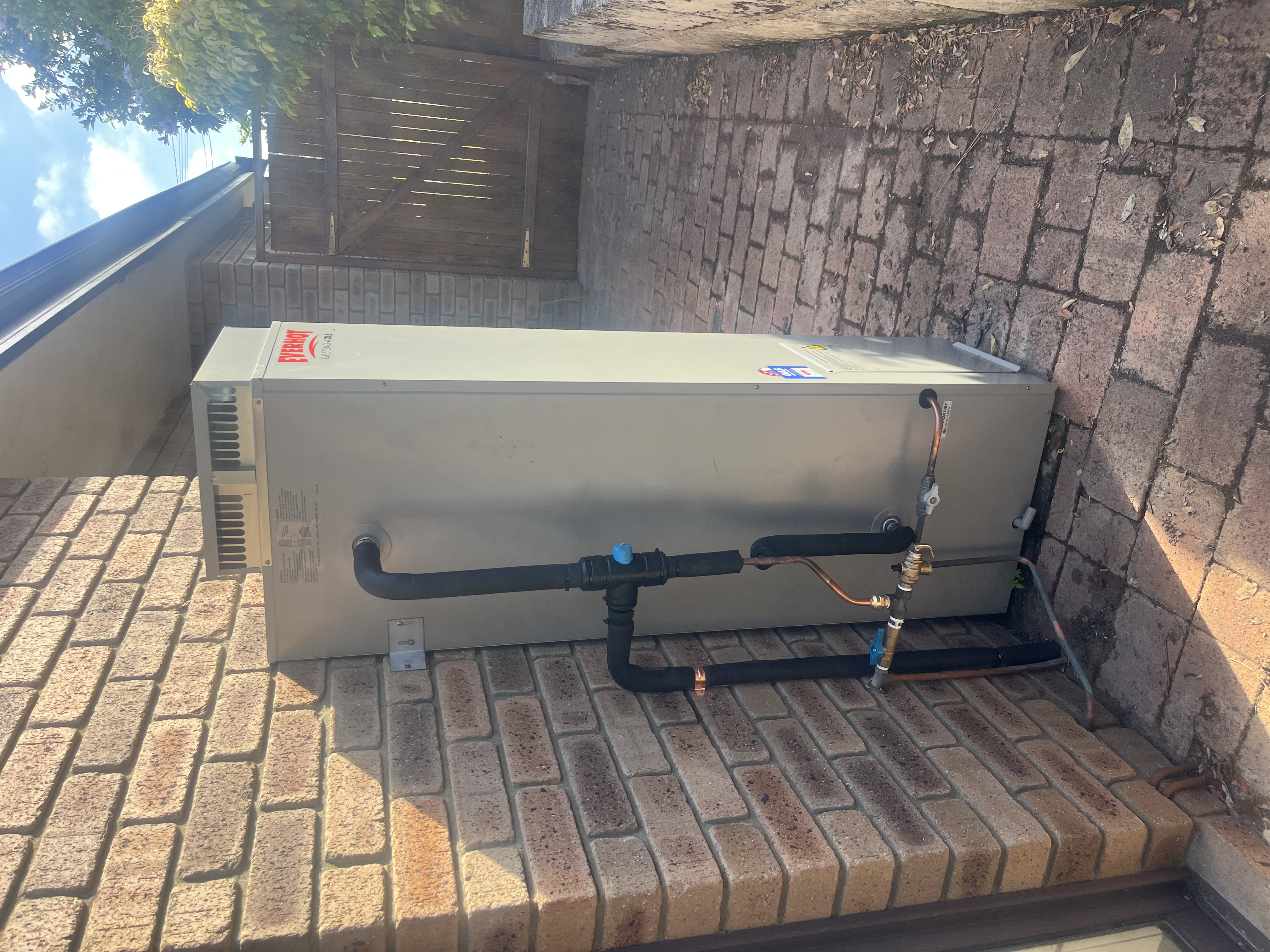 Everhot storage system installed on a brick wall in Scarborough